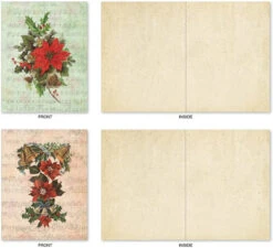 Holly Notes - 10 Assorted Blank Christmas Cards With Envelopes (10cm X 13cm ) - Boxed Greeting Card Set With Vintage Poinsettias, Holly, And Ivy - Stationery For Holidays, New Year M6650XSB -Funko Favour 6 726