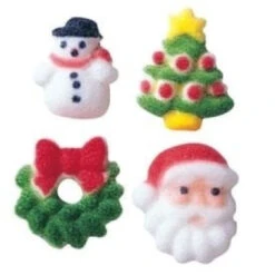 Edible Sugar Christmas Charm Dec Ons, Set Of 24