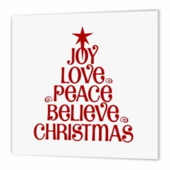 3dRose Joy Love Peace Believe Christmas, Iron On Heat Transfer, 15cm By 15cm , For White Material