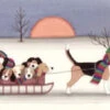 Christmas Cards: Sled Ride With Beagle Family / Lynch Folk Art -Funko Favour 6 768