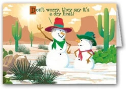 Dry Heat Western Snowman Funny Christmas Card - 12 Cards/13 Envelopes