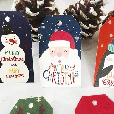 Christmas Gift Tags With String, 50Pcs Xmas Kraft Paper Tags Card With Cotton Red White Twine For Christmas Gift Wrapping, Small Merry Christmas Present Tags Labels With String For Crafts Decoration 5 Christmas Gift Tags With String, 50Pcs Xmas Kraft Paper Tags Card With Cotton Red White Twine For Christmas Gift Wrapping, Small Merry Christmas Present Tags Labels With String For Crafts Decoration - Image 4