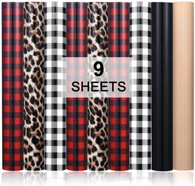 Christmas Buffalo Plaid HTV Heat Transfer Vinyl Bundle-30cm X 25cm 9 Sheets Red & Black Classic Plaid Iron On Vinyl,Leopard HTV Vinyl For Cricut 3 Christmas Buffalo Plaid HTV Heat Transfer Vinyl Bundle-30cm X 25cm 9 Sheets Red & Black Classic Plaid Iron On Vinyl,Leopard HTV Vinyl For Cricut