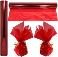 Cellophane Wrap Roll Red | 100’ Ft. Long X 16” In. Wide | 2.3 Mil Thick Transparent Red | Gifts, Baskets, Treats, Cellophane Wrapping Paper | Colourful Cello Christmas, Holiday Colour| By Anapoliz