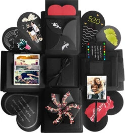 DIY Explosion Box Set,Creative Explosion Gift Box-Love Memory,Scrapbook,Photo Album Gift Box For Birthday Valentine's Day Anniversary Wedding Christmas Festival (Red)