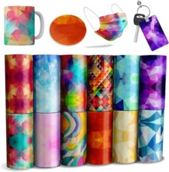 Christmas Infusible Transfer Ink Sheets,Lucky Goddness 11cm X 30cm Red Candy Elks Snow Pre-Printed Sublimation Paper For Heat Press Mug, DIY T- Shirts,Coasters Blanks Red 8 Sheets -Funko Favour 6 884