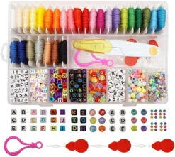 Peirich Friendship Bracelet Making Beads Kit, Letter Beads,22 Multi-Colour Embroidery Floss Over 1900 Pcs"A-Z" Alphabet Beads Beads Bracelets String Kit For Jewellery Making Christmas Birthday Gifts -Funko Favour 6 916