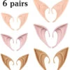 6 Pairs Fairy Pixie Elf Ears,Latex Fairy Pixie Elf,Fairy Goblin Vampire Elven Ears For Cosplay Halloween Christmas Any Themed Party (2 Sizes,3 Colours)